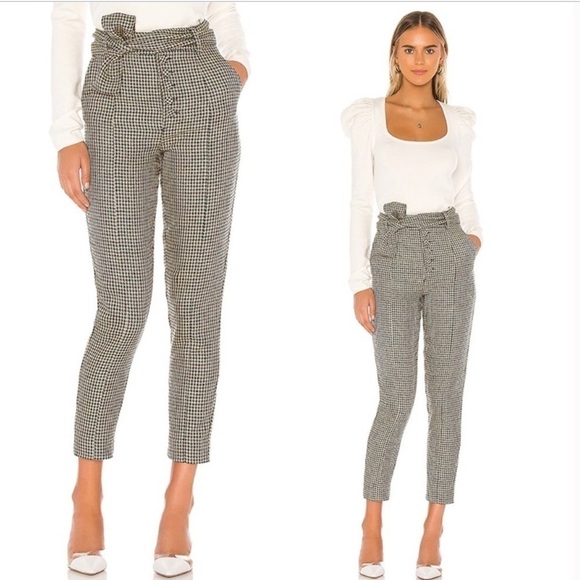 Lovers + Friends Pants - Lovers + Friends Dillion Trouser Pants Houndstooth Teal & Black Sz L